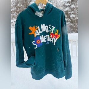 Almost Someday Graphic Hoodie Teal Pullover Streetwear Size Large NWT